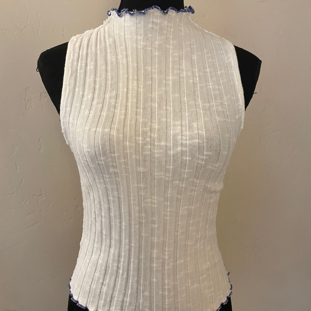 Free People White Sleeveless Ribbed Top